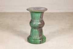 Antique Vietnamese Green Glazed Ceramic Garden Pedestal, circa 1900