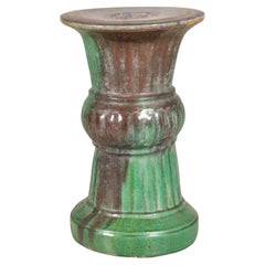 Antique Vietnamese Green Glazed Ceramic Garden Pedestal, circa 1900
