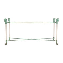 Vintage Empire Style Bronze and Lucite Console Table Base with Ram Heads