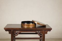 Boîte décorative ronde Negora vintage en laque, finition marbrée