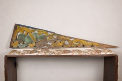 19th Century Thai Polychrome Carved Wood Architectural Panel with Monkey