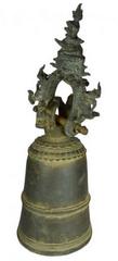 Antique Burmese Temple Bronze Bell with Elaborate Adornment, 18th Century