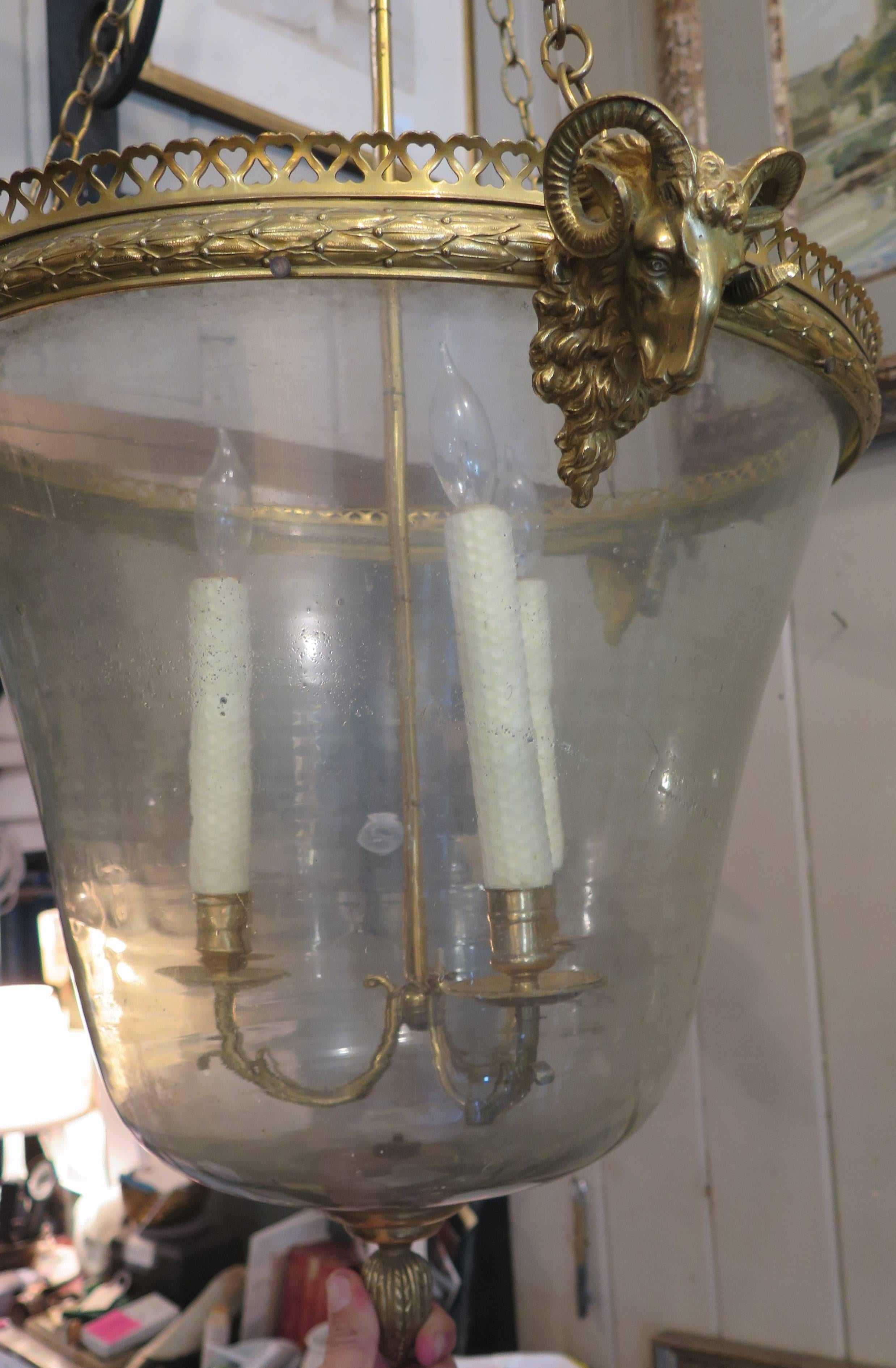 Very nice French pendant light with handblown glass.