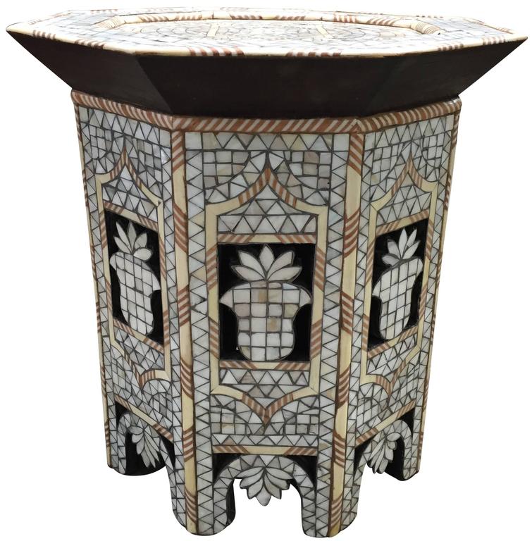 Moroccan White MotherofPearl Side Table For Sale at 1stDibs