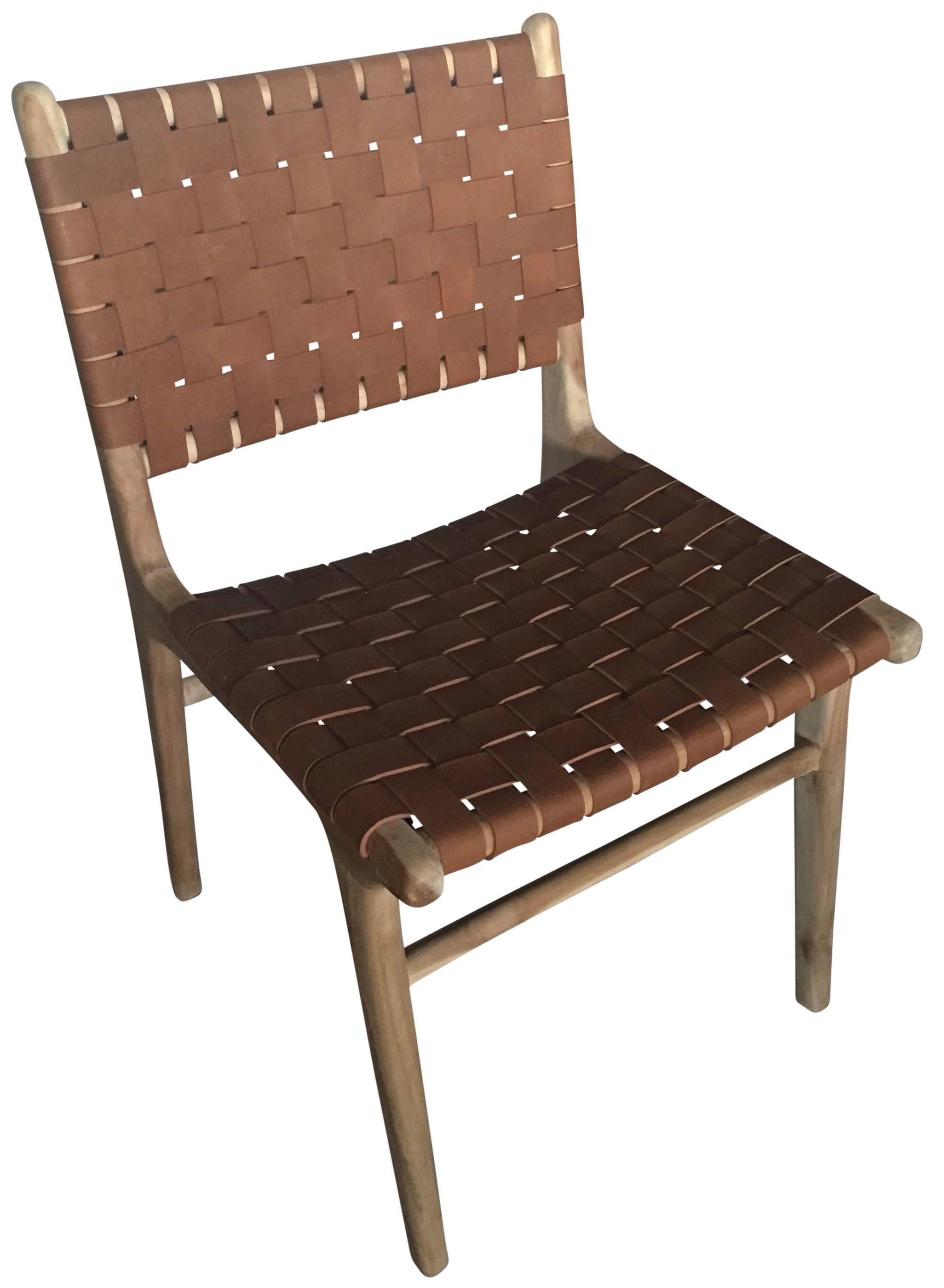 leather woven dining chair