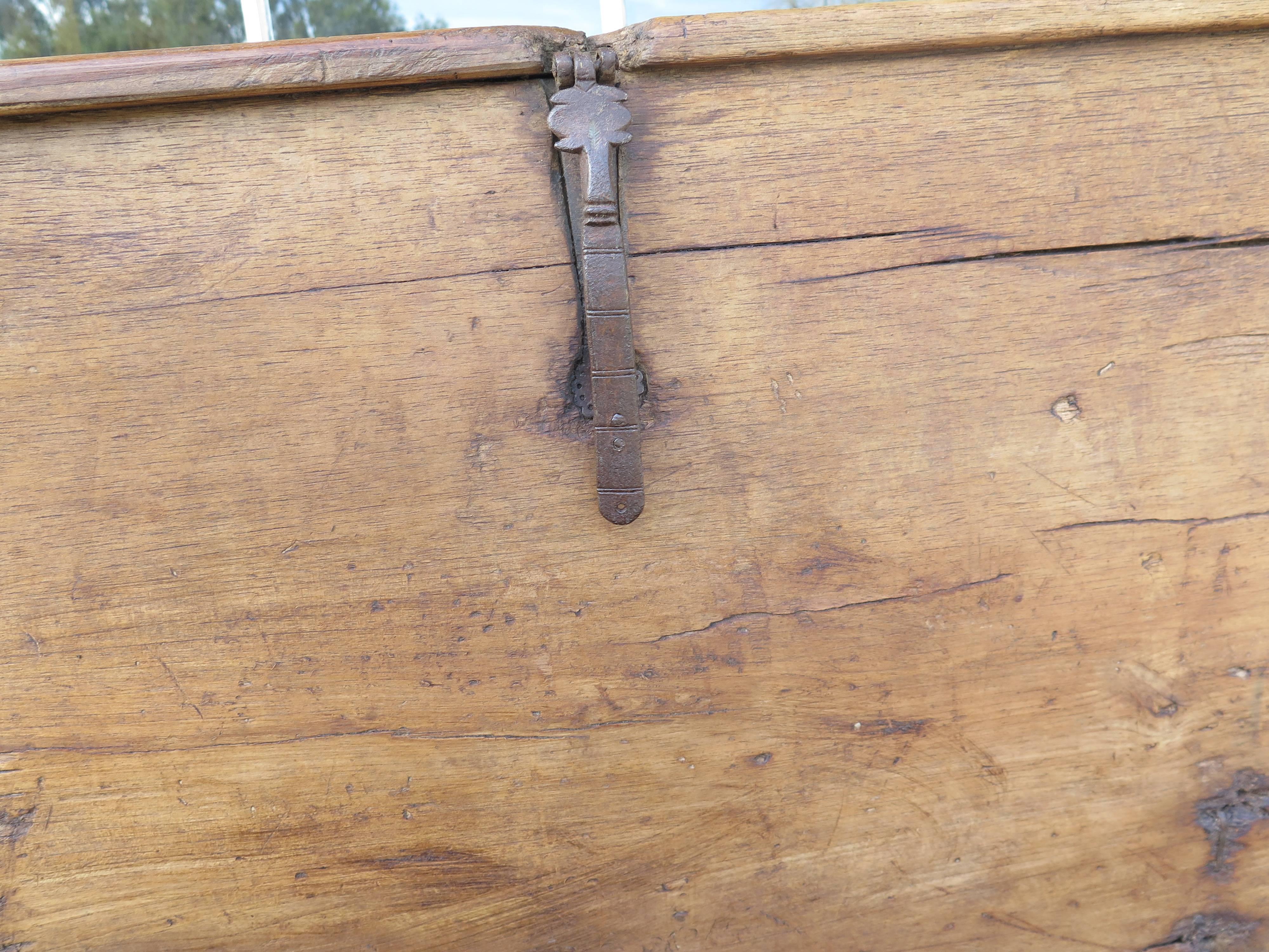 18th Century and Earlier 18th Century Mexican Spanish Colonial Sabino Wood Chest on Iron Base