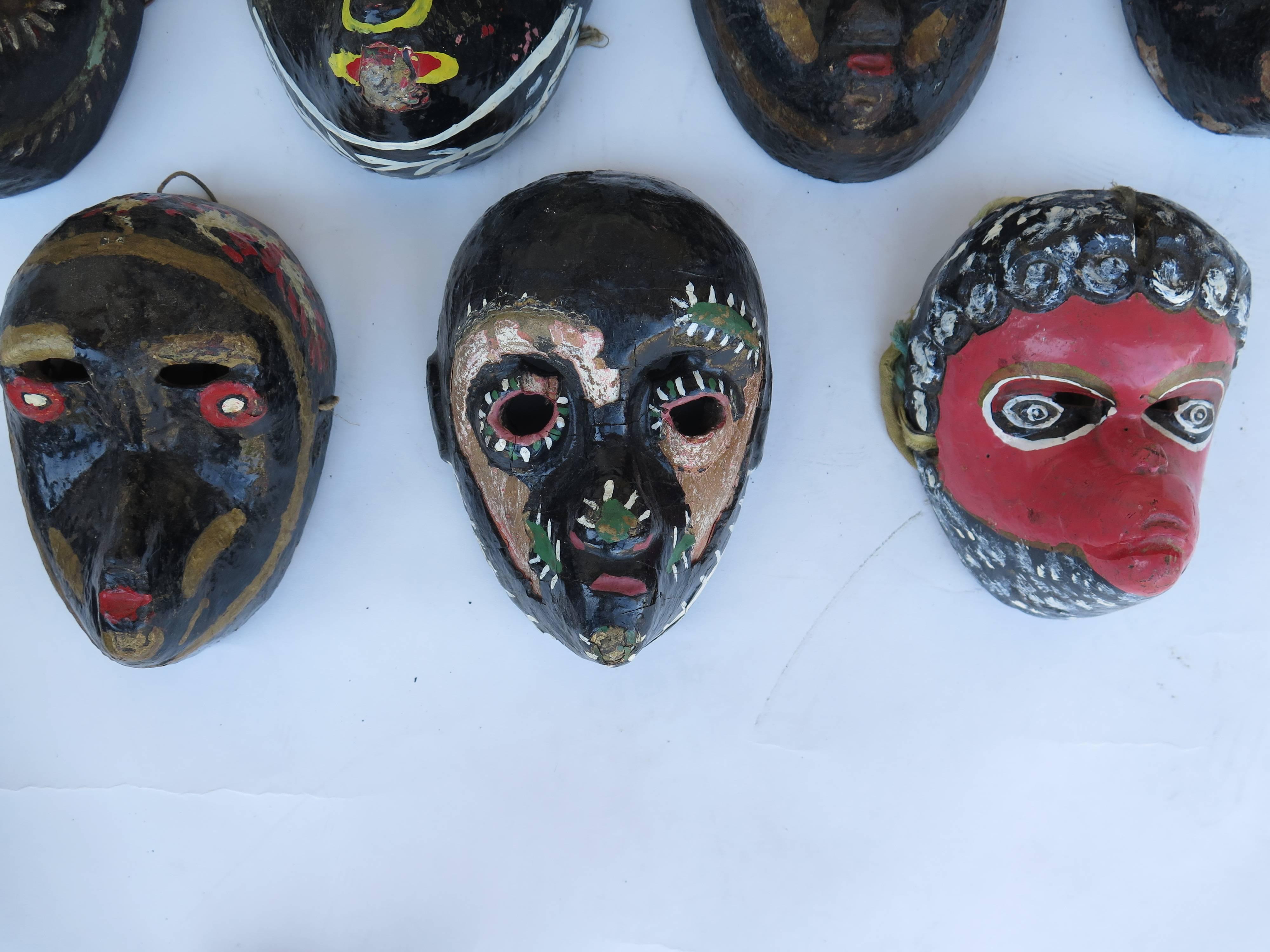 Collection of early 20th century Guatemalan 'mico' and 'monkey' masks - used in the 'Costeño' and 'Baile de los Animales' Dances, circa 1930s and 1940s.
These were all part of the Gordon Frost Collection. Frost wrote and documented the masks in