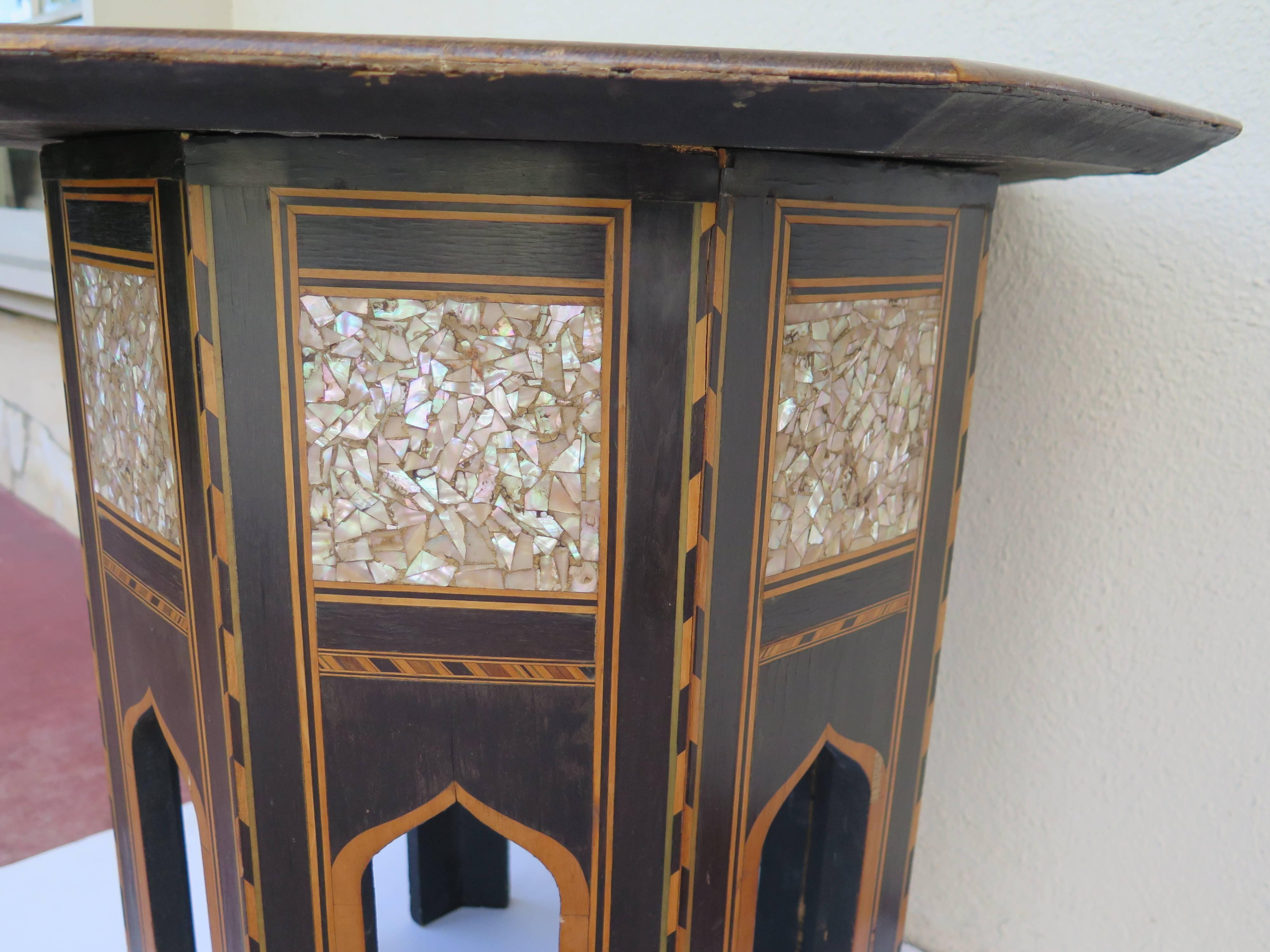 19th Century Ottoman or Moorish End Table with Mother-of-Pearl Haskell  In Good Condition In Montecito, CA