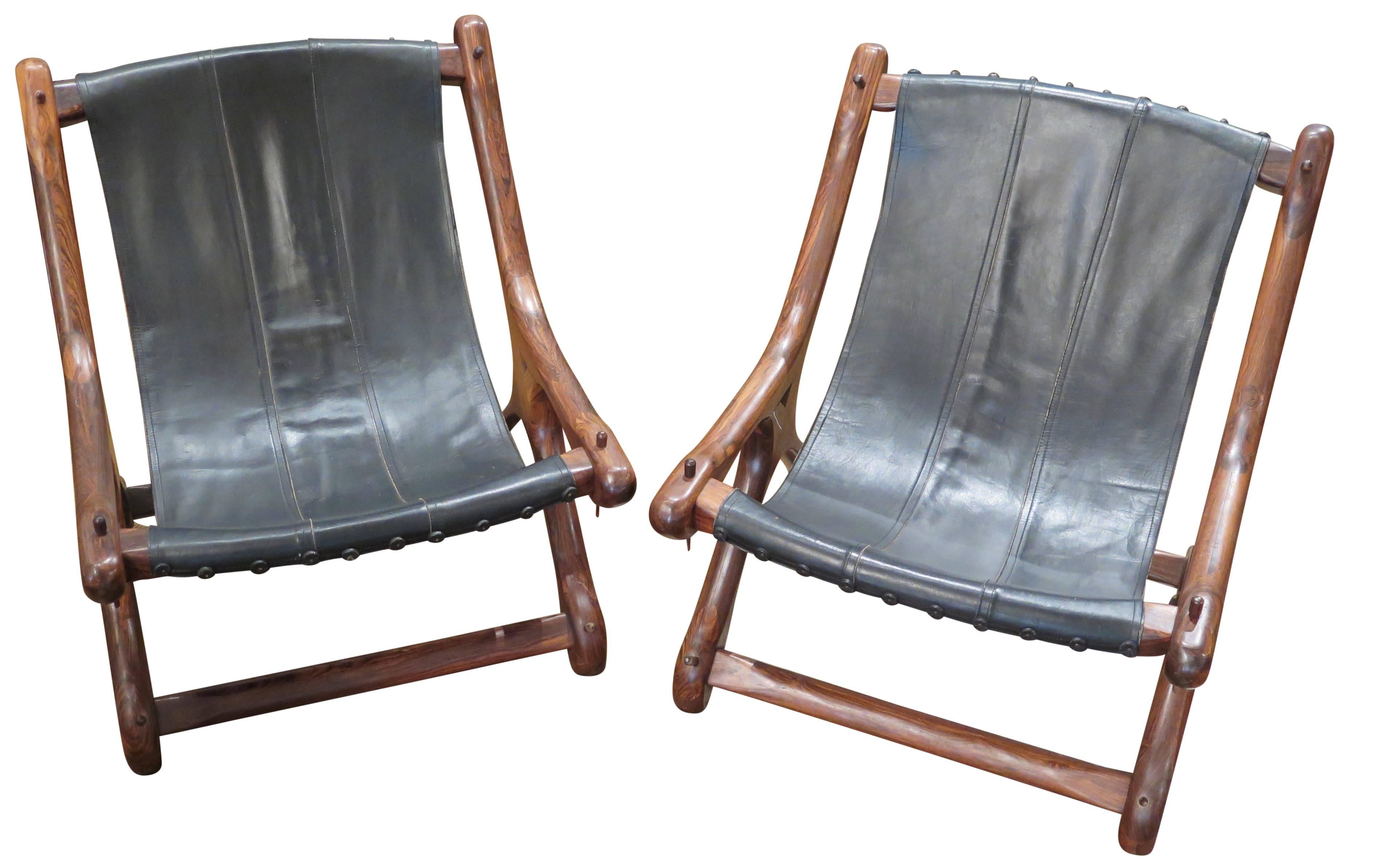 Beautiful pair of Don Shoemaker sling chairs, circa 1960. They have the Shoemaker sticker from 