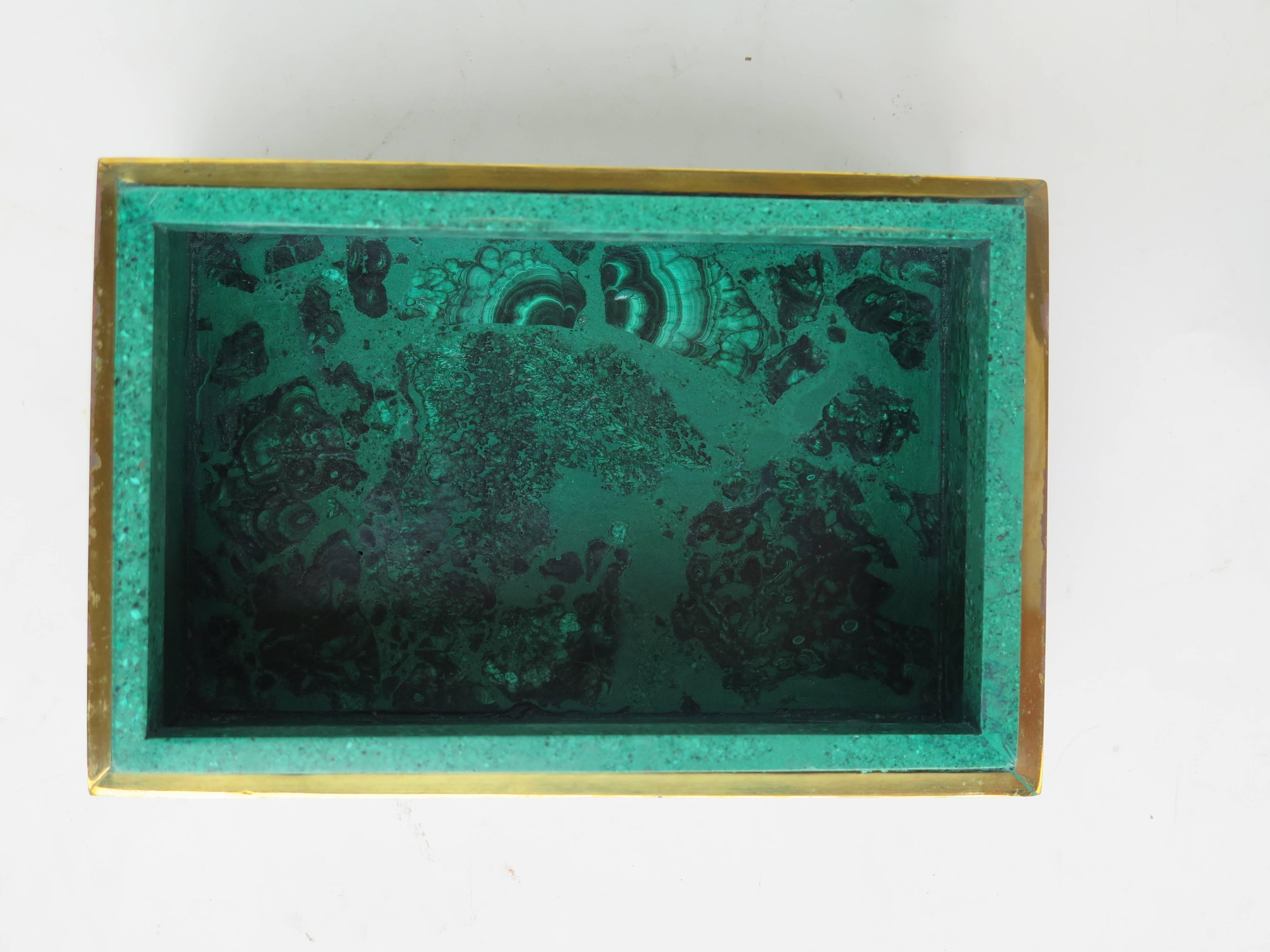 Collection of Russian Malachite Box with Brass In Good Condition In Montecito, CA