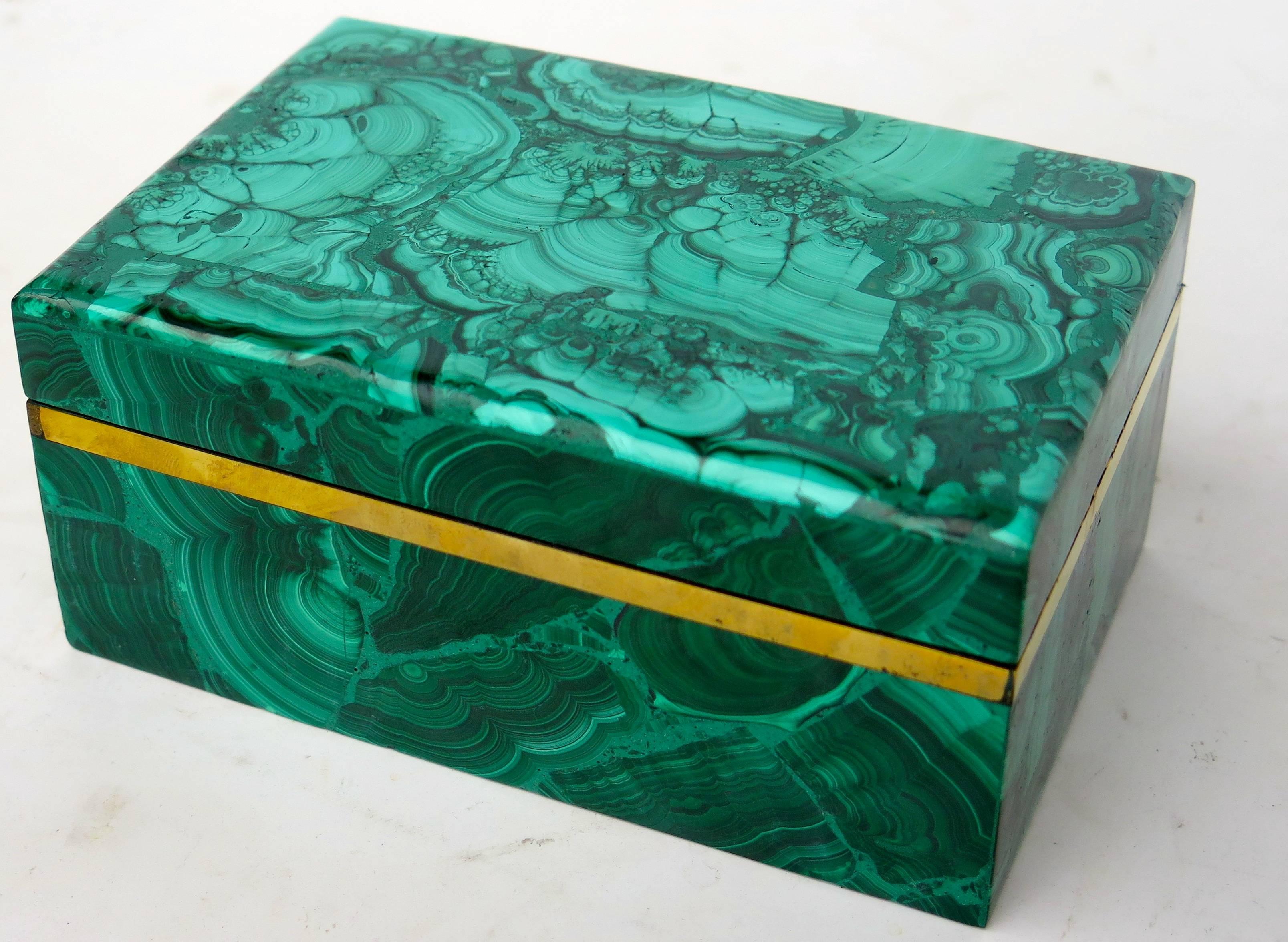 Collection of Russian Malachite Box with Brass 1