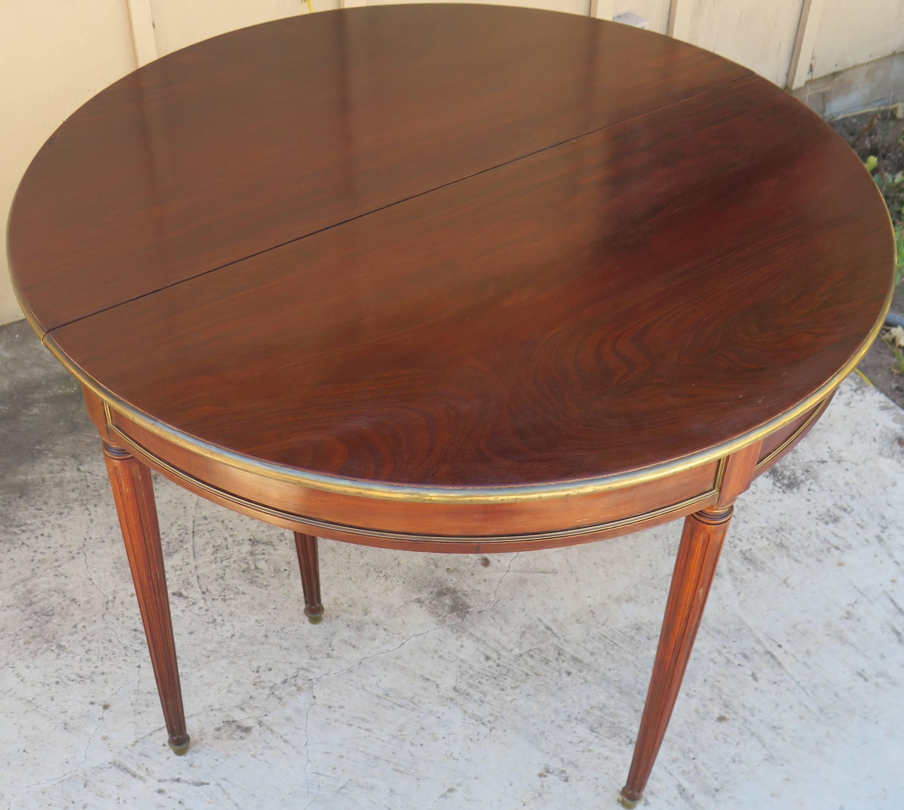 20th Century French Demilune with Bronze Trim Converts to Game Table