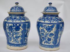 Pair of Large 19th Century Mexican Talavera Jars