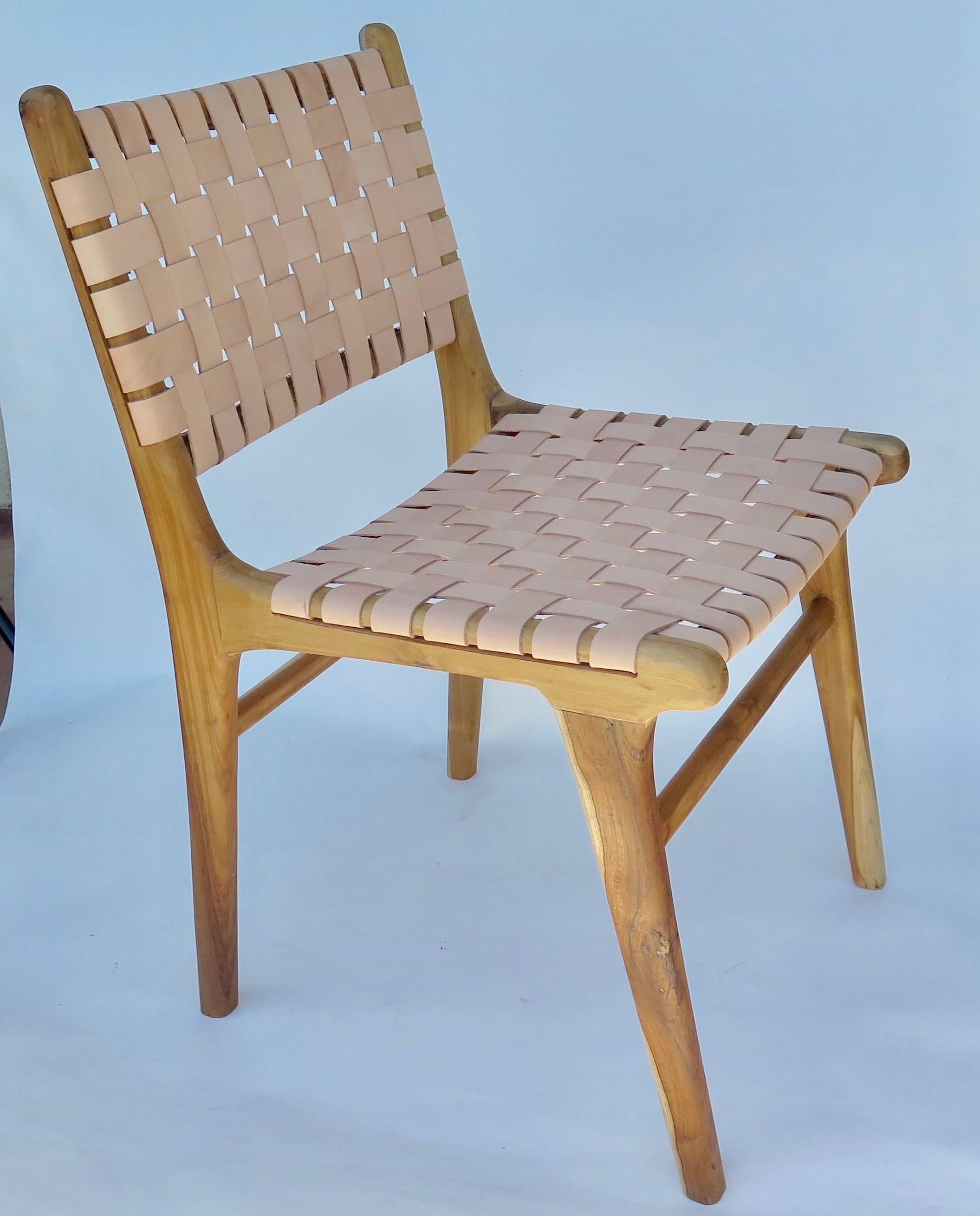 leather strapping dining chair