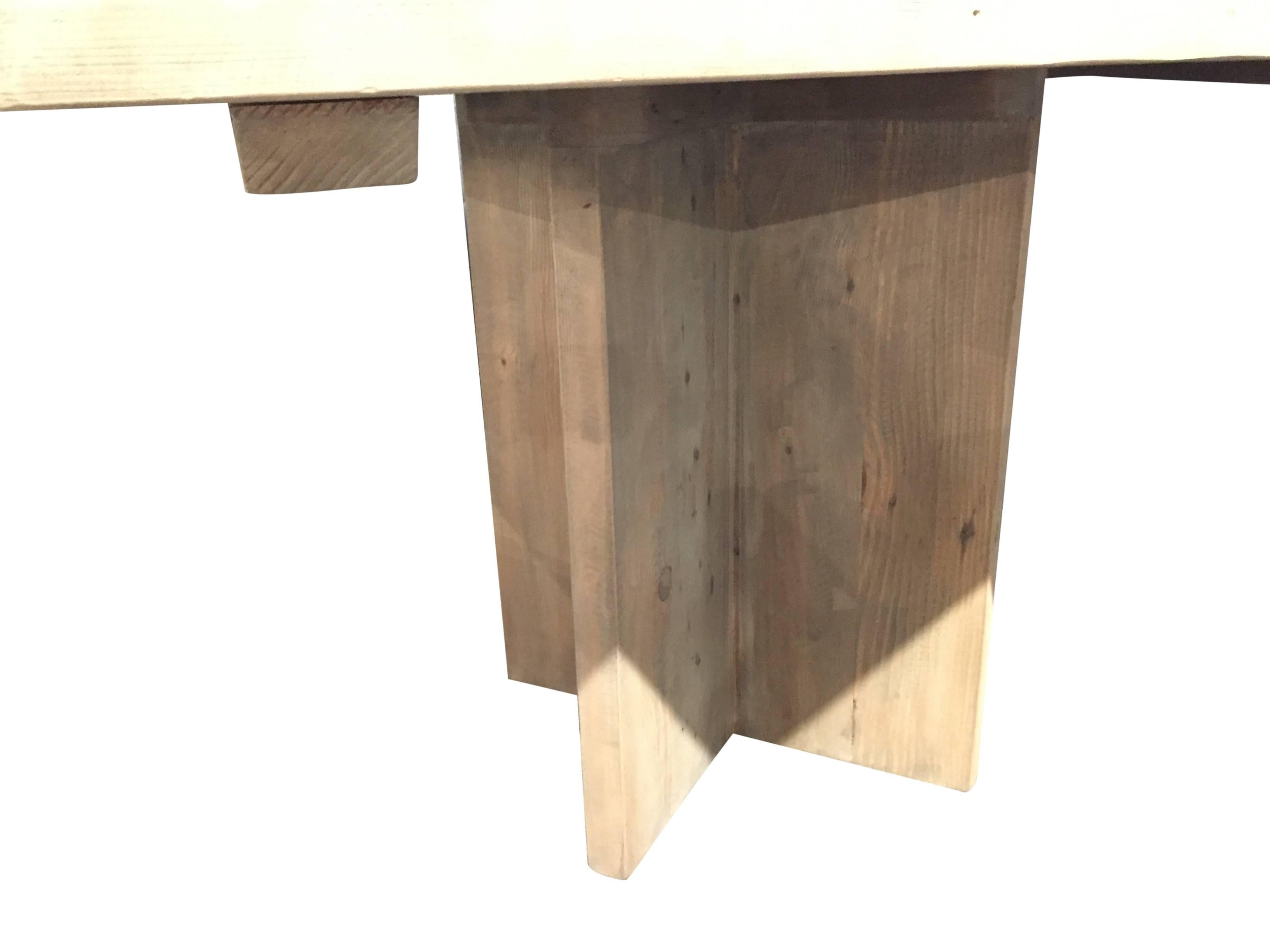 Shown here with an aged reclaimed wood top and base. Very functional design. 6-8 week lead.