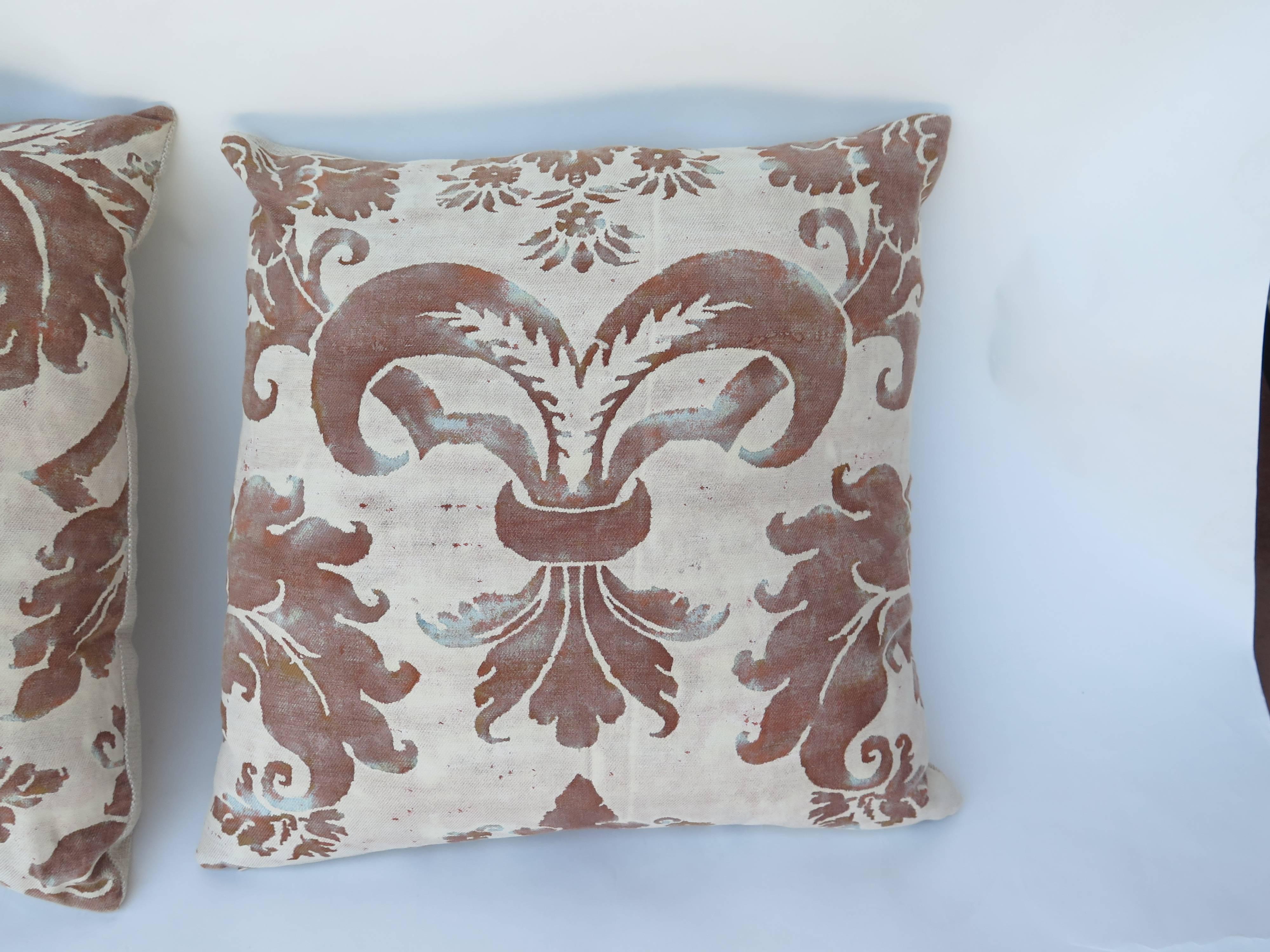 Fortuny pillows with vintage fabric.
