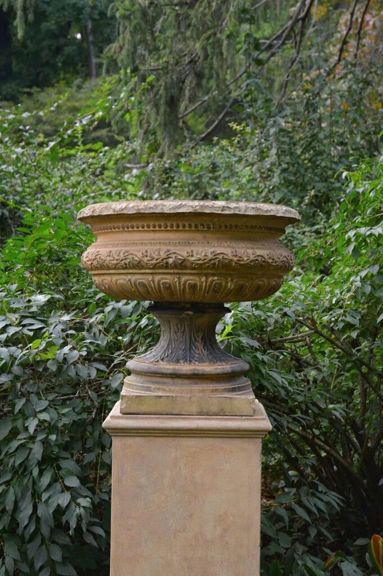 British Stoneware Urn Marked Doulton on Stand