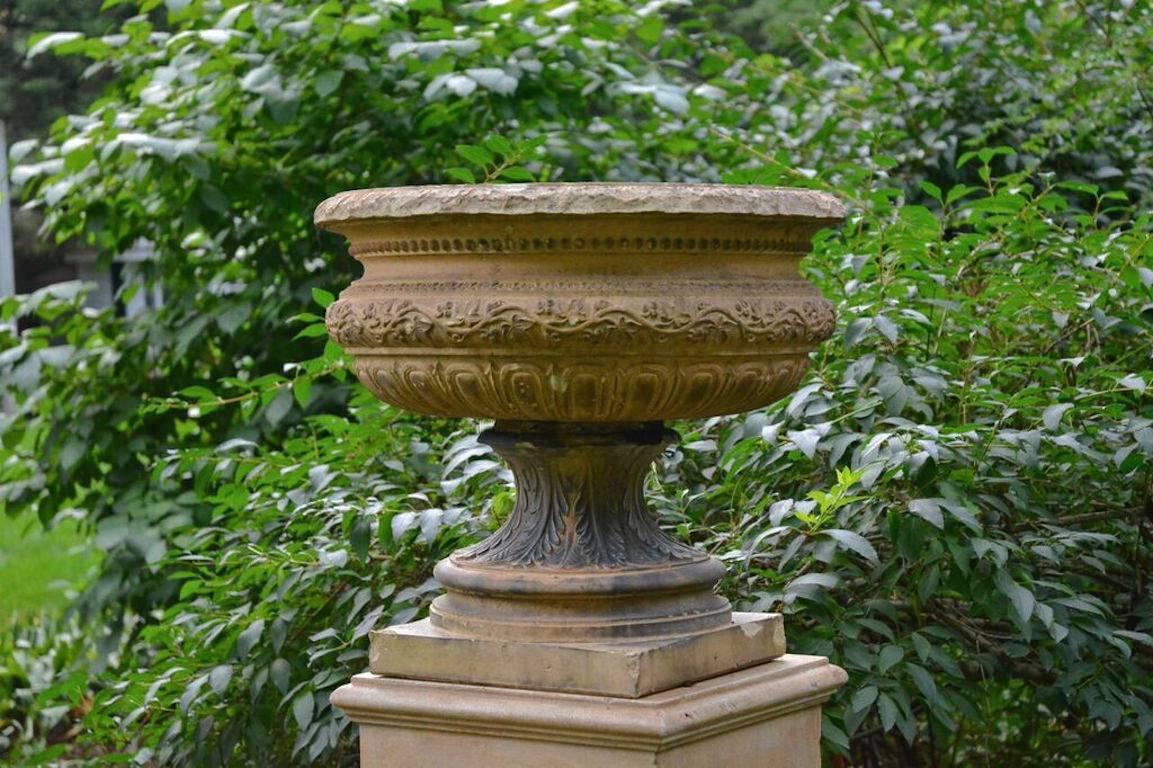Neoclassical Stoneware Urn Marked Doulton on Stand