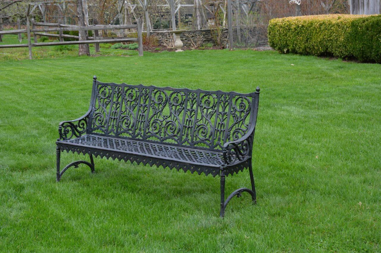 Victorian Cast Iron Curtain Style Bench