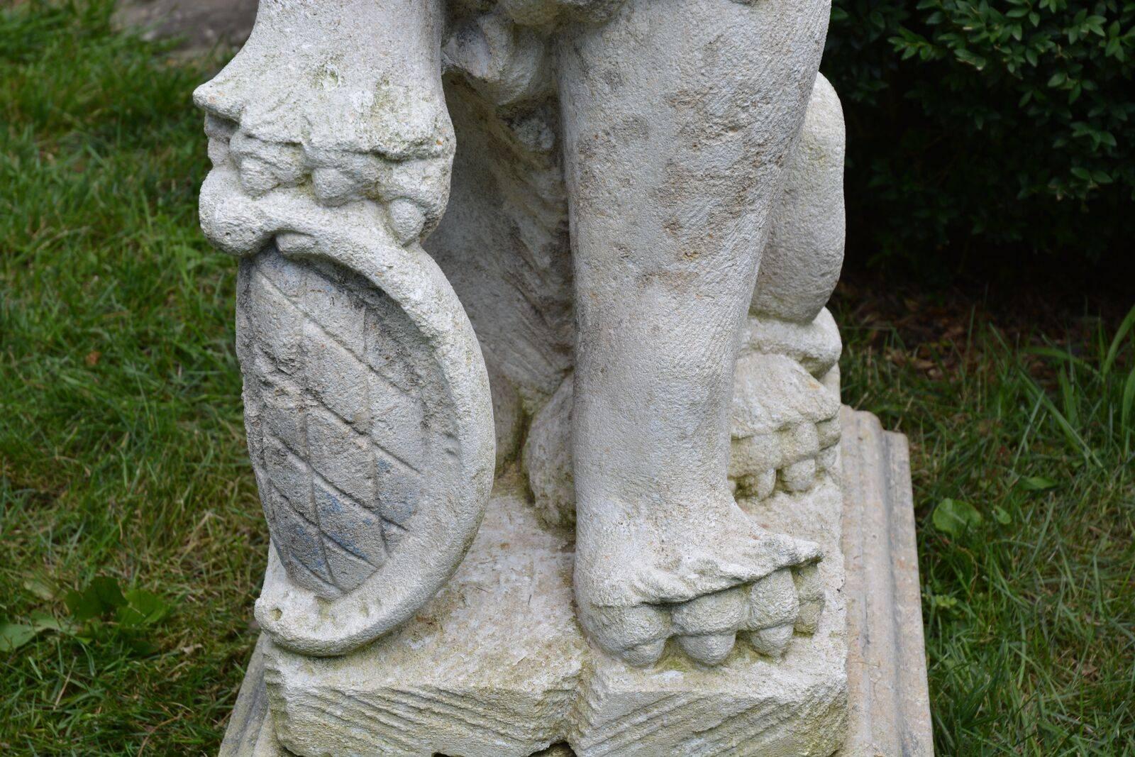 19th Century Carved Stone Bavarian Lions