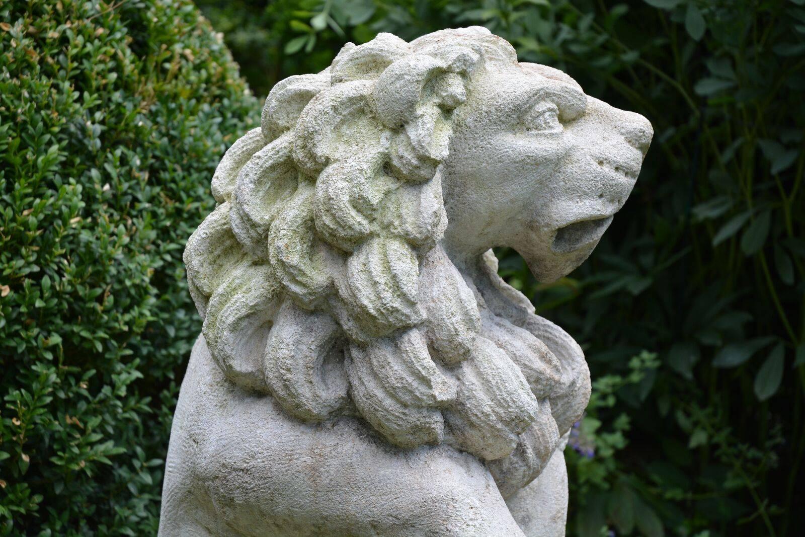 German Carved Stone Bavarian Lions