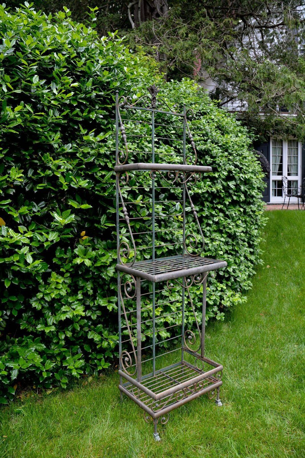 Victorian Wrought Iron and Brass Baker's Rack