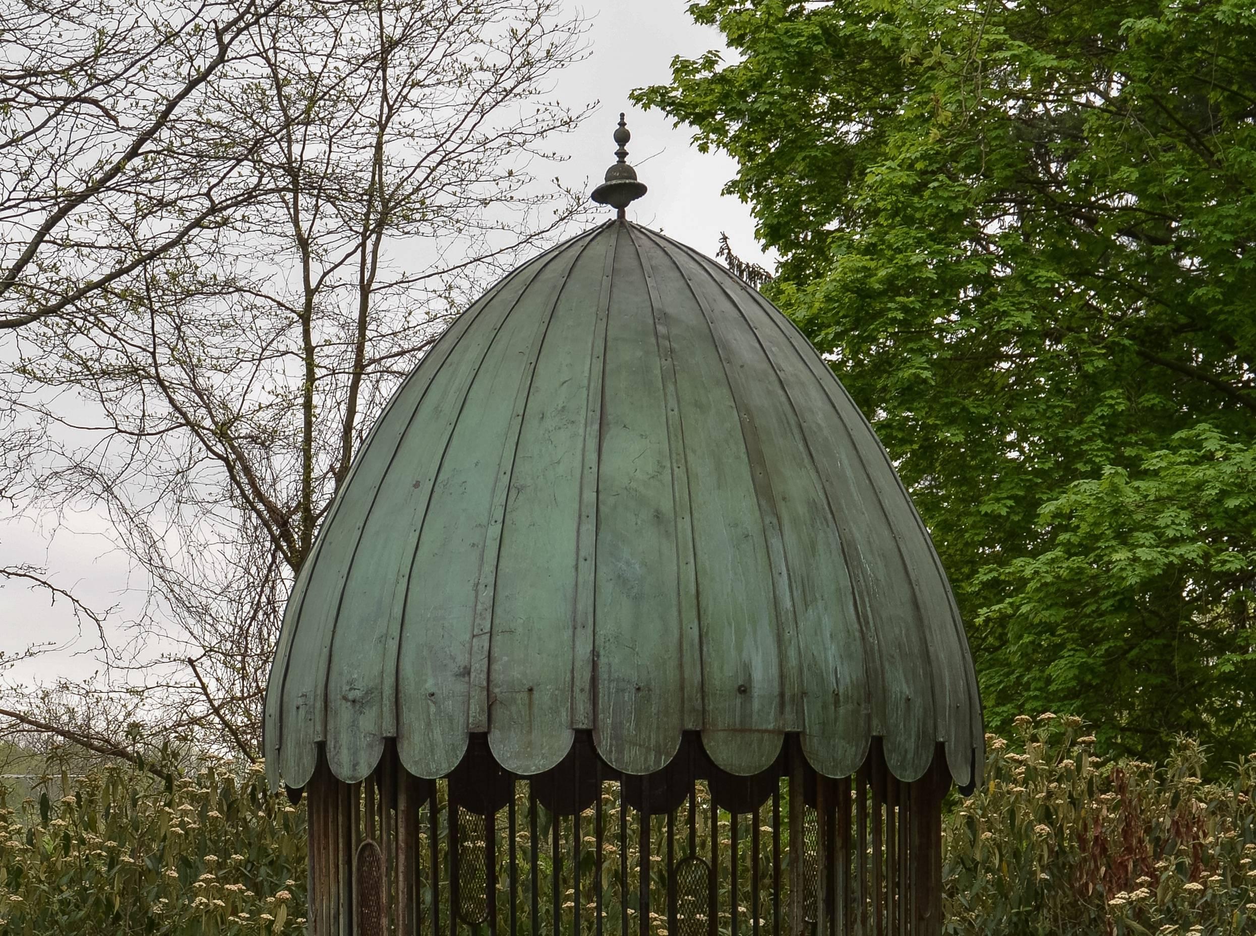 Gazebo with Copper Roof and Wrought-Iron Elements 1