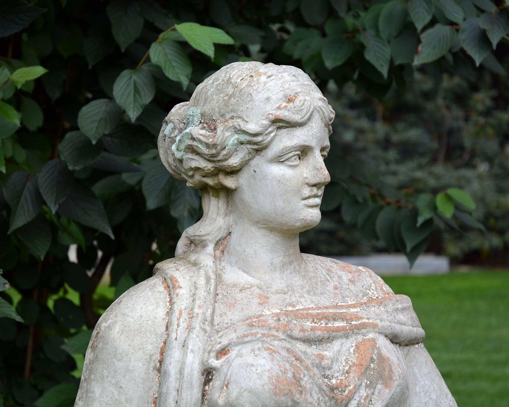 Painted Terra-cotta statue of Flora In Good Condition In Katonah, NY