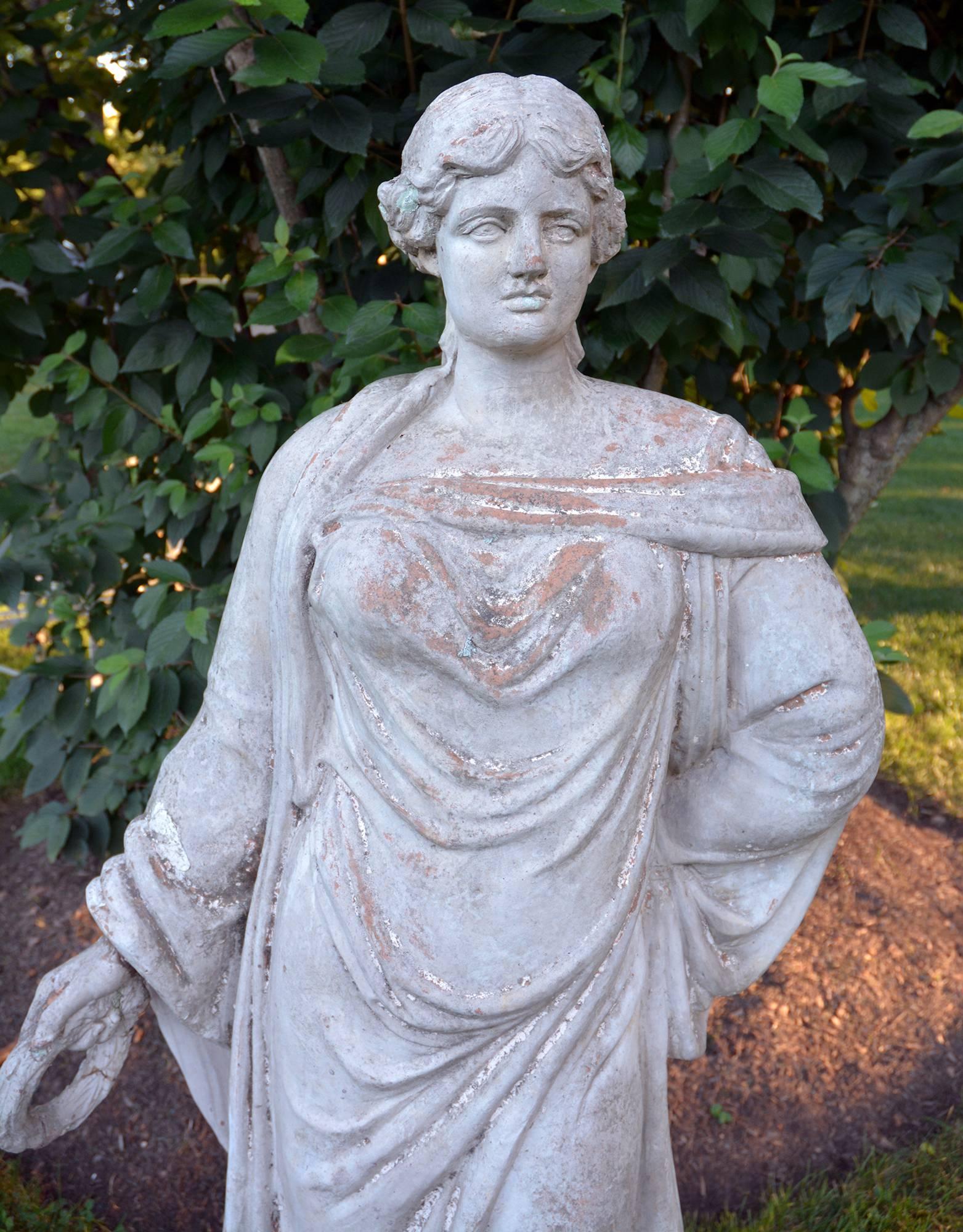 Cast Painted Terra-cotta statue of Flora