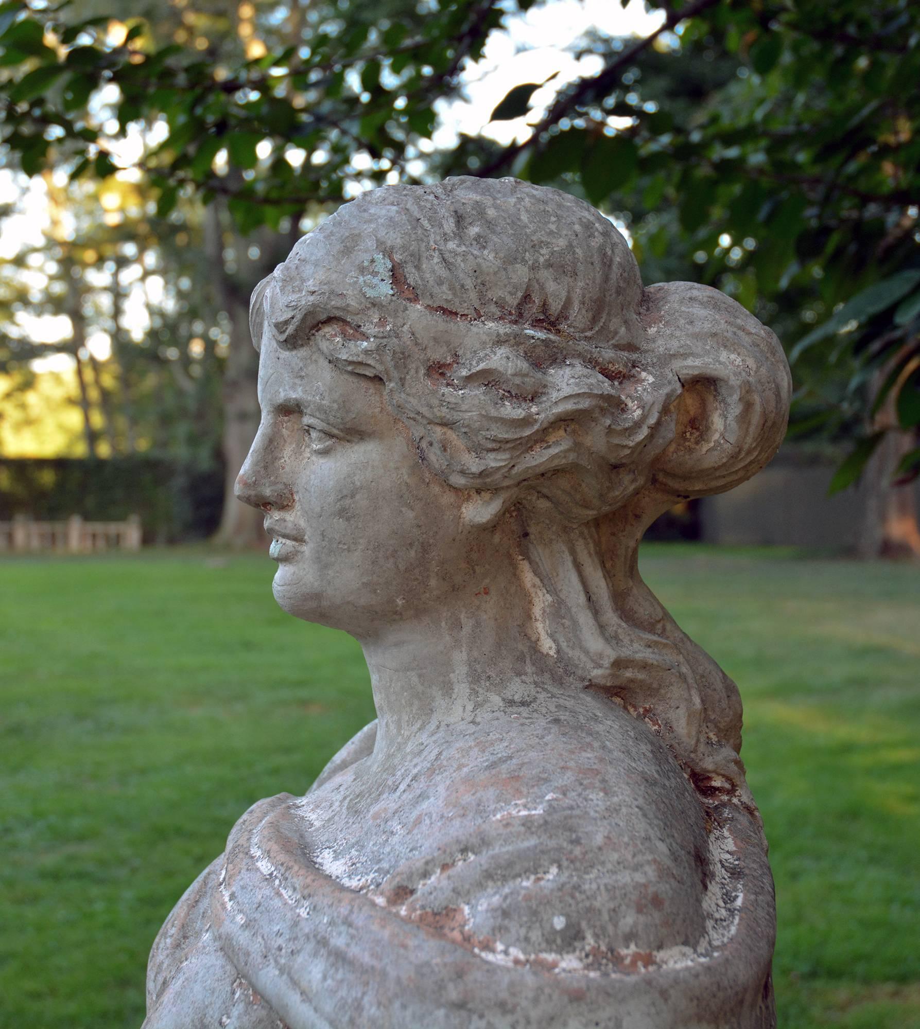 Early 20th Century Painted Terra-cotta statue of Flora