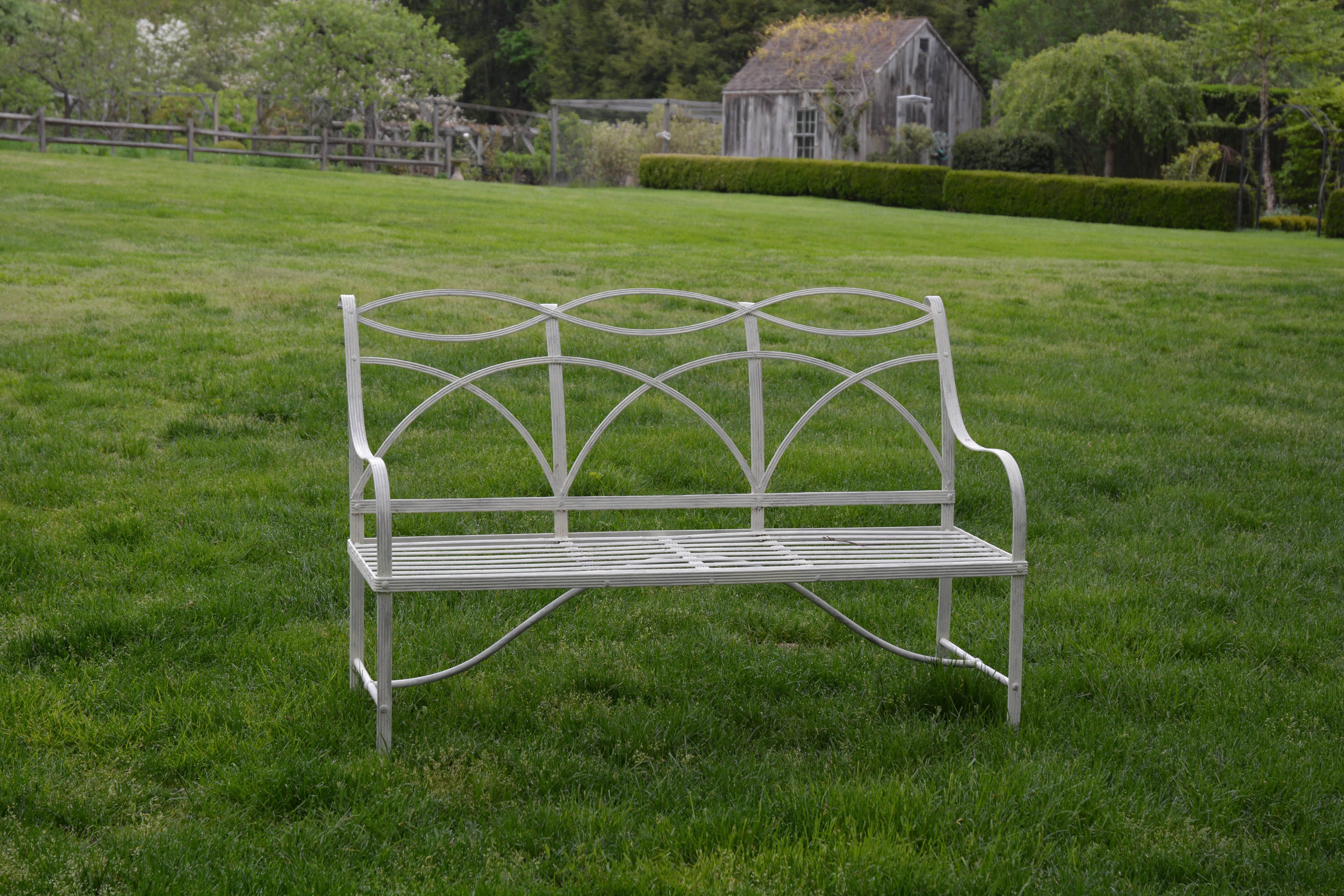Wrought Iron Garden Bench with Wrought-Iron Elements