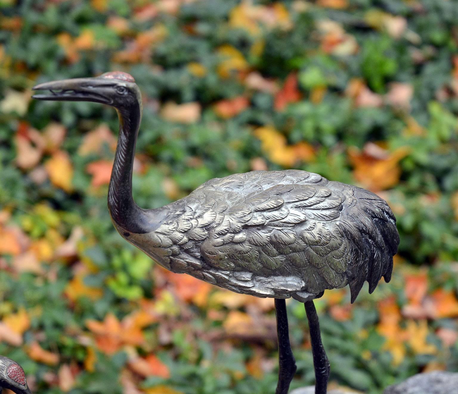 Meiji Bronze Sculpture of Japanese Cranes