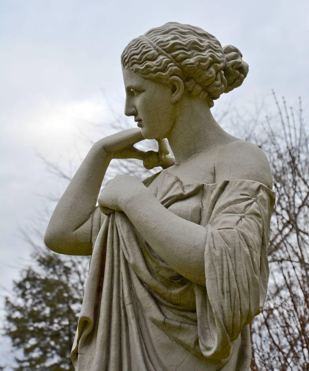 Stoneware Figure of Diana In Good Condition In Katonah, NY