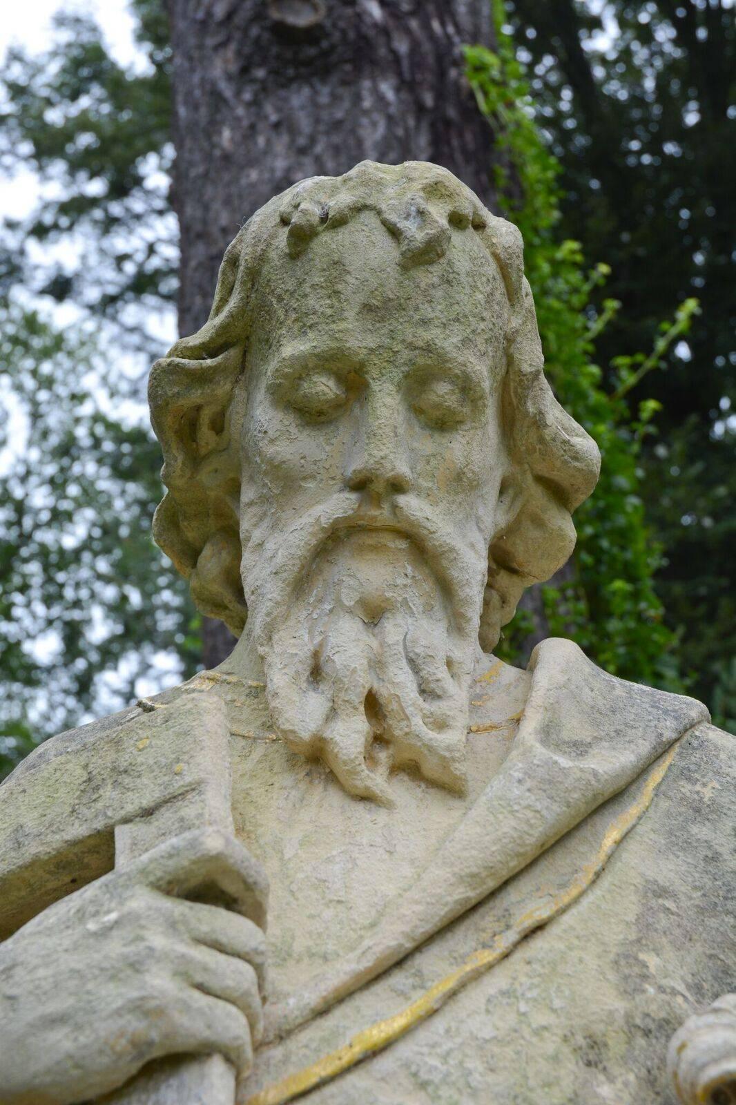 Carved Stone Statue of Saint Joseph In Good Condition In Katonah, NY