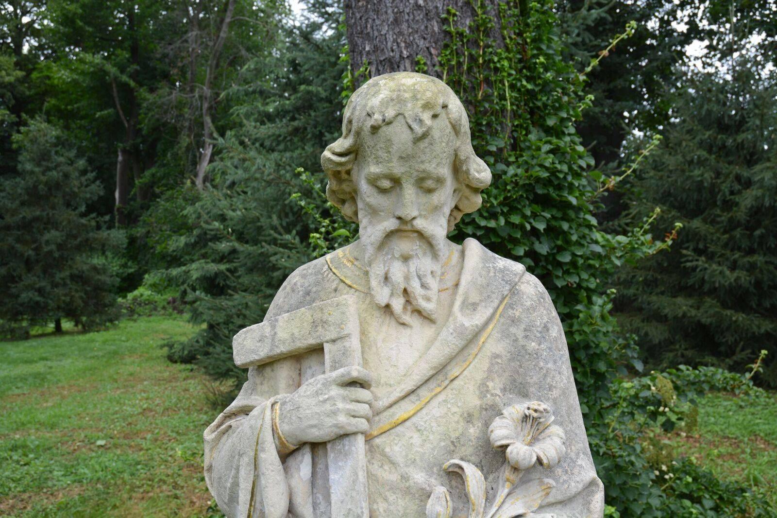 19th Century Carved Stone Statue of Saint Joseph