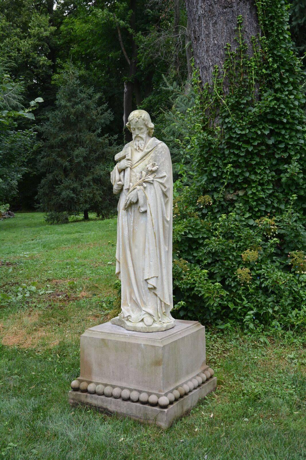 English Carved Stone Statue of Saint Joseph