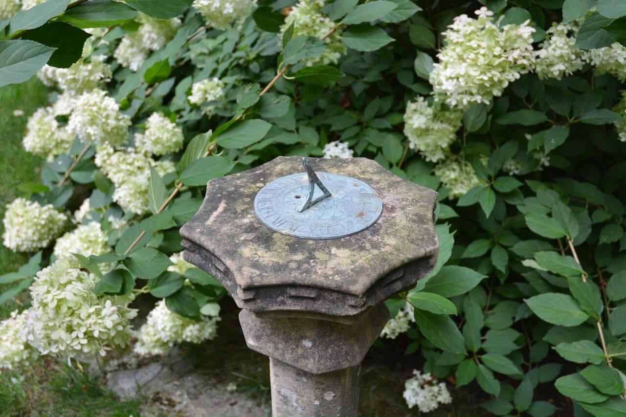 19th Century Carved Stone Sundial with Scalloped Edge