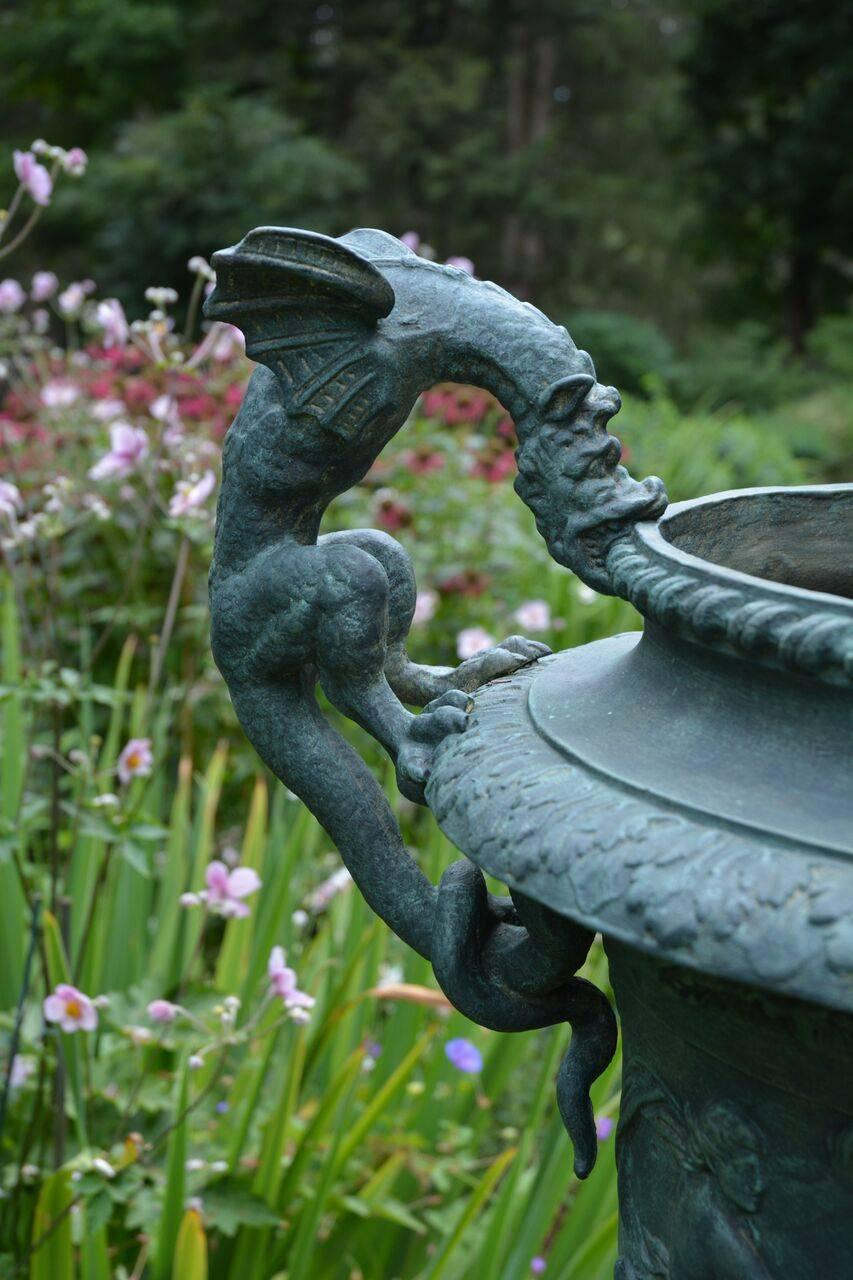 Cast-Iron Urn with Dragon Handles 3