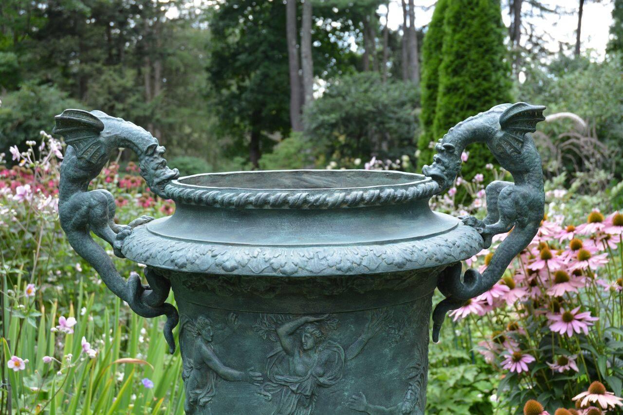 Cast-Iron Urn with Dragon Handles 2