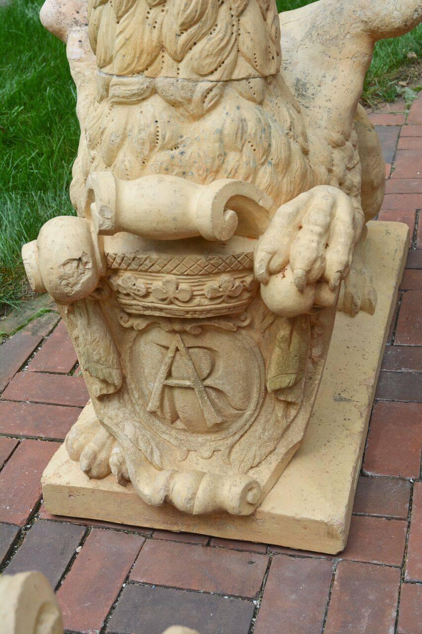 Terracotta Griffins In Good Condition In Katonah, NY