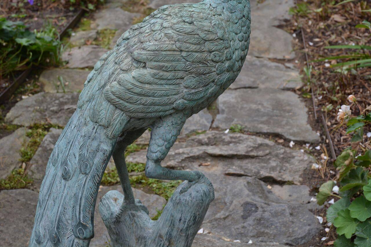 Contemporary Patinated Peacock Sculpture 2