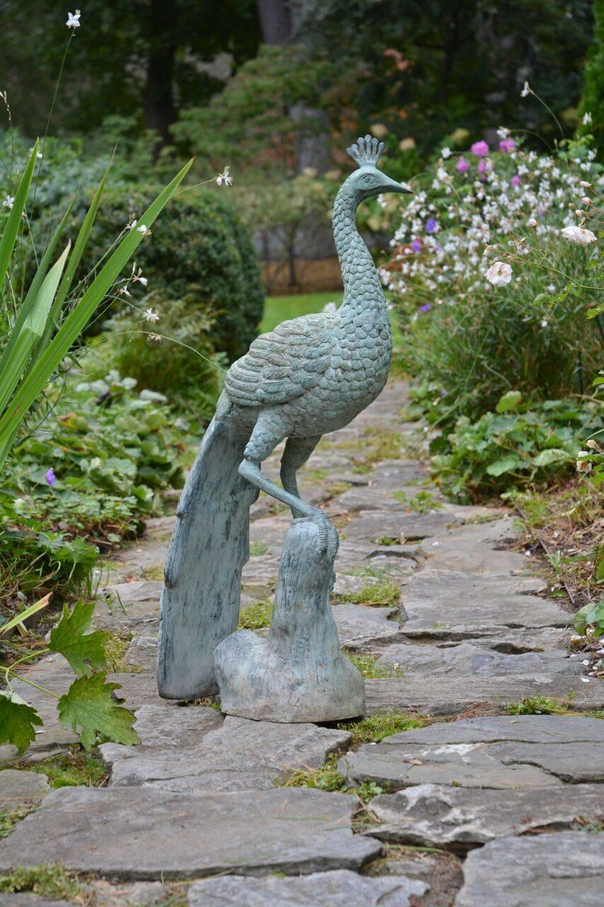 Anglo-Indian Contemporary Patinated Peacock Sculpture