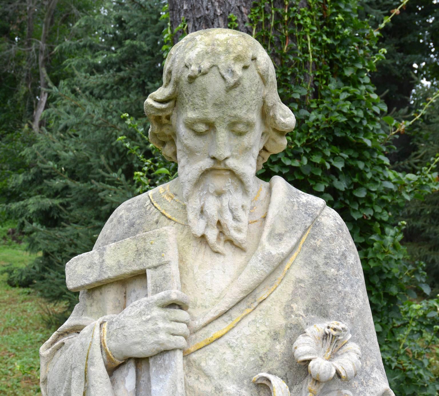 Late Victorian English Limestone Statue of St. Joseph