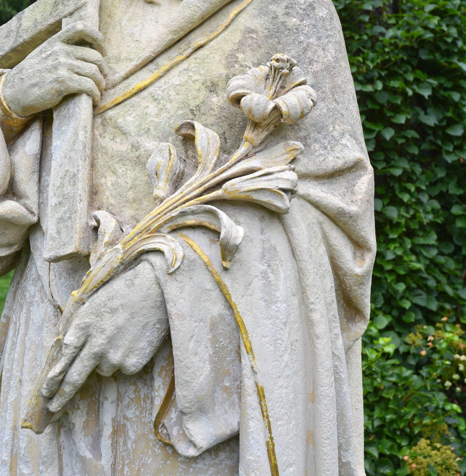 English Limestone Statue of St. Joseph In Good Condition In Katonah, NY