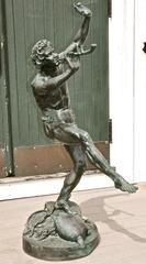French Verdigris Bronze of the "Faune Dansant" after Lequesne Early 20th Century