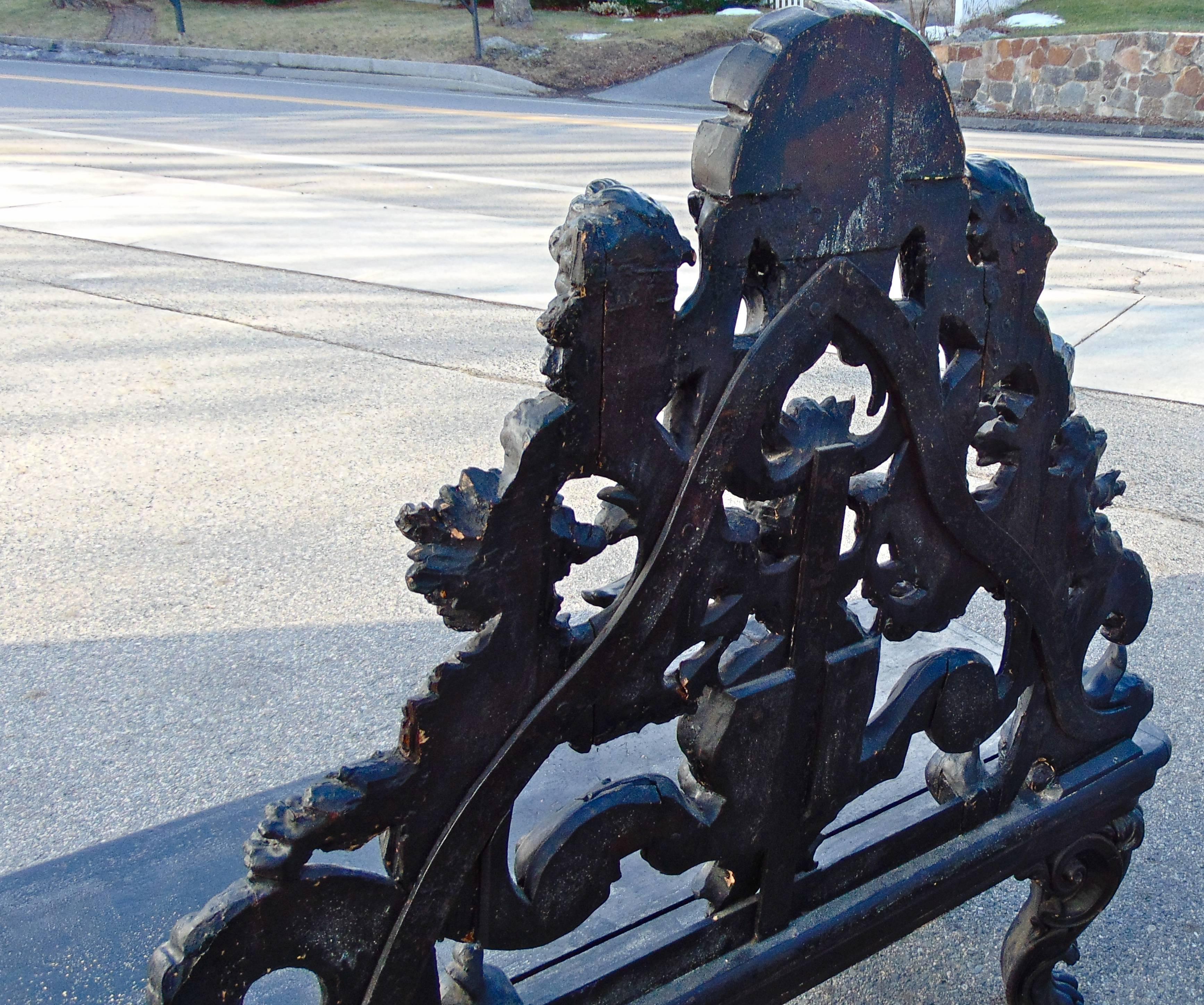 Period Italian Baroque Ebonized Bench For Sale 2