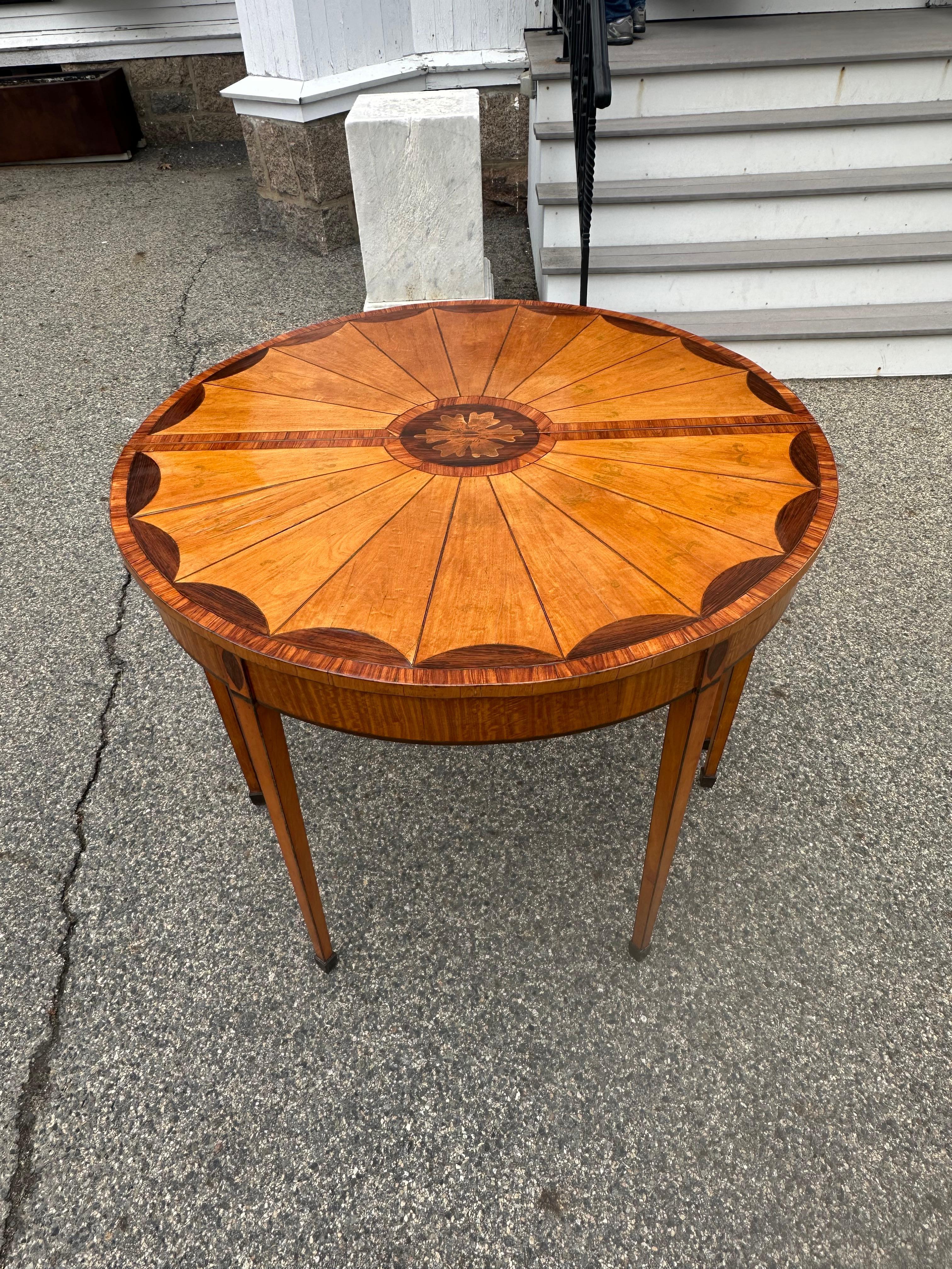 Pair of 19th Century English Satinwood Demi-lune Tables For Sale 2