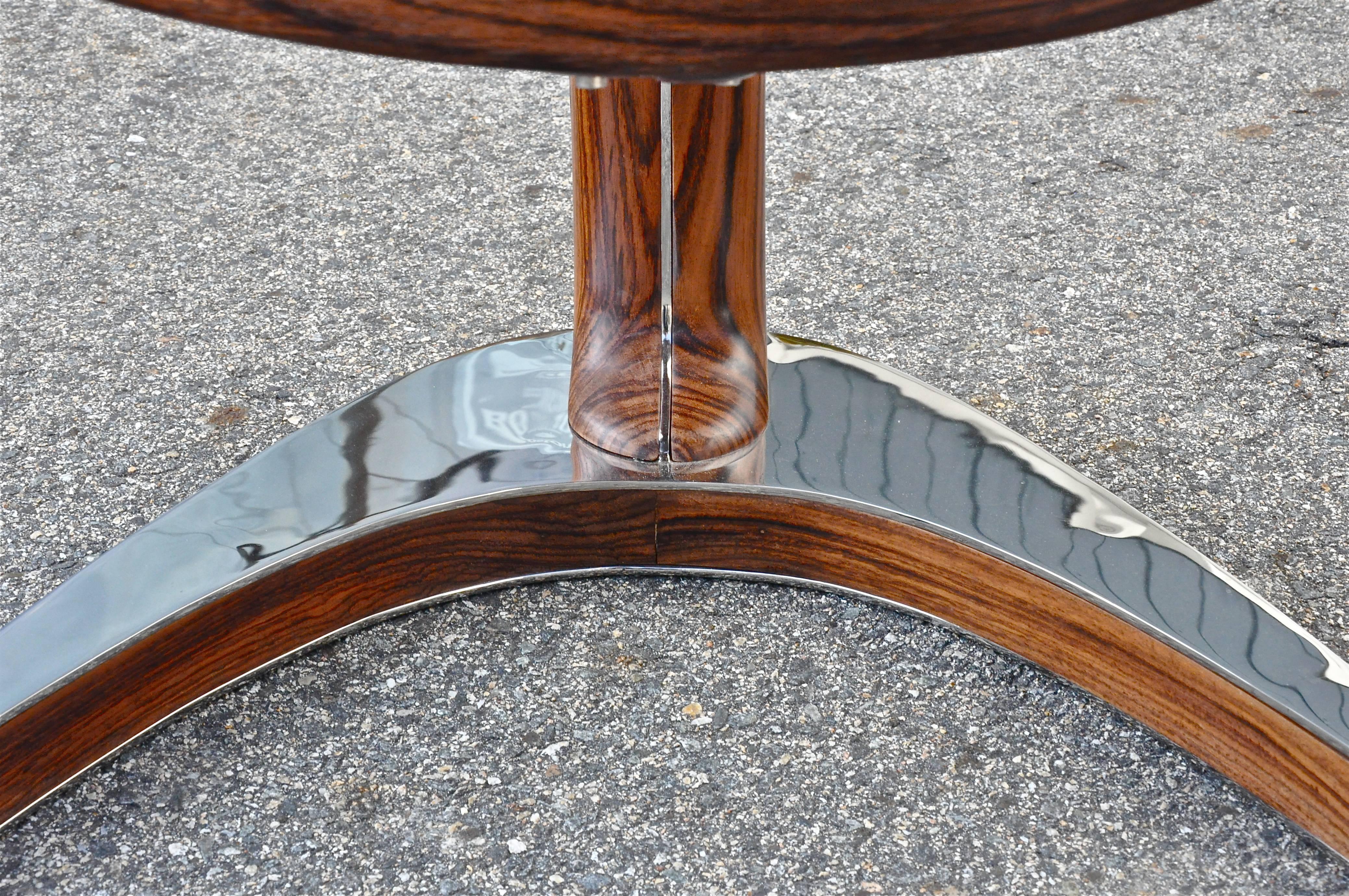 Balinese Rosewood and Polished Stainless Steel Chair By Bruno Helgen