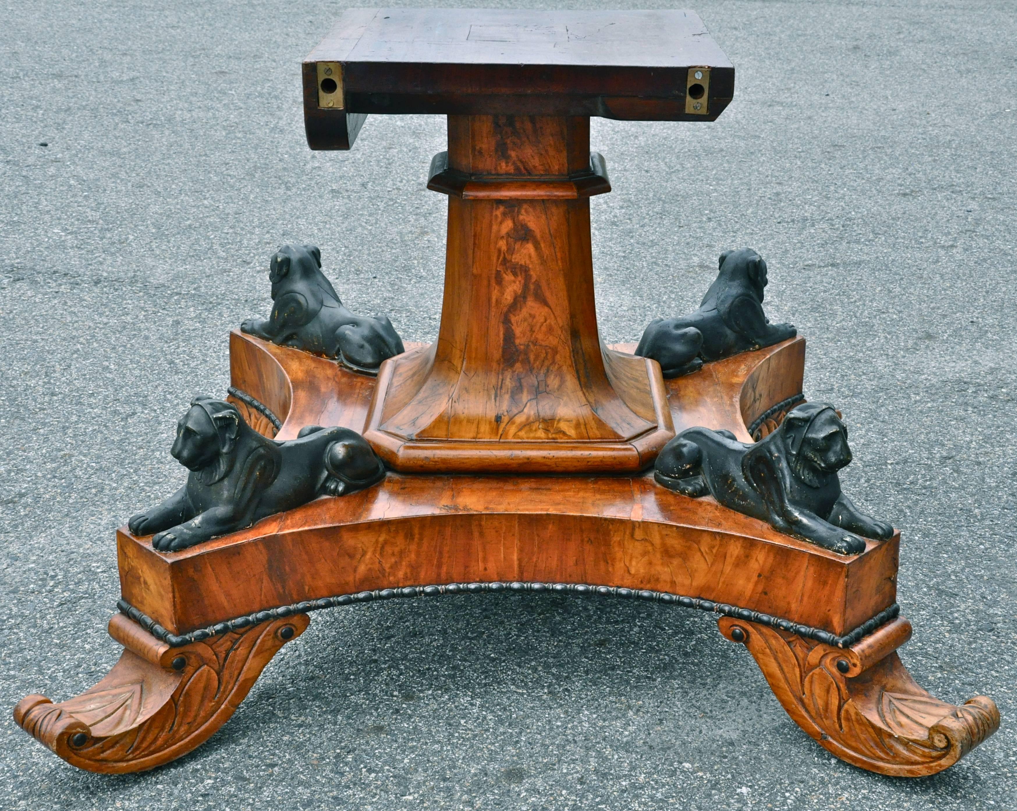 Early 19th Century Baltic Neoclassical Walnut Dining Table, Style of Thomas Hope In Good Condition For Sale In Essex, MA