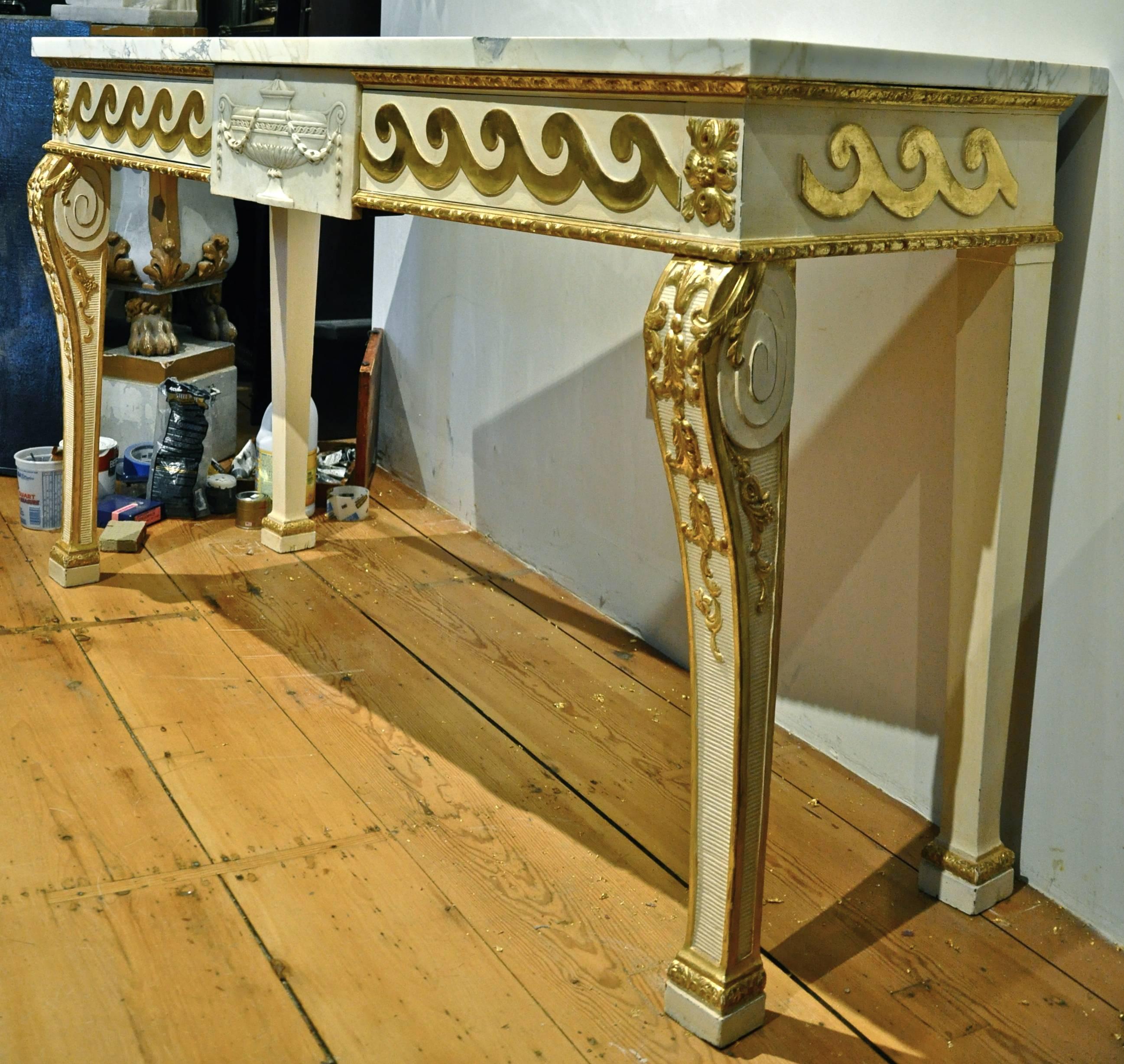 Late 19th Century Irish Parcel-Gilt and Marble Console Table, Style of Kent 1